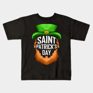 Red Beard And Green Hat Logo For St. Patricks Day Kids T-Shirt